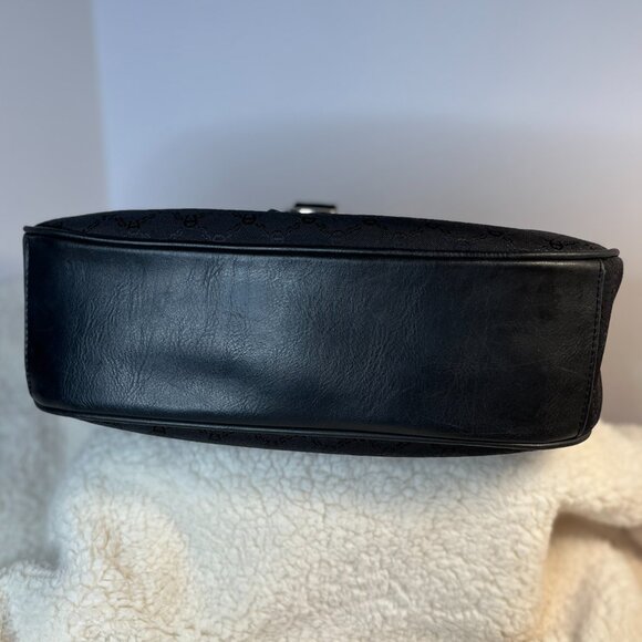 Vintage Black Etienne Aigner Hobo Bag with Monogram Print and Clasp - Picture 8 of 16